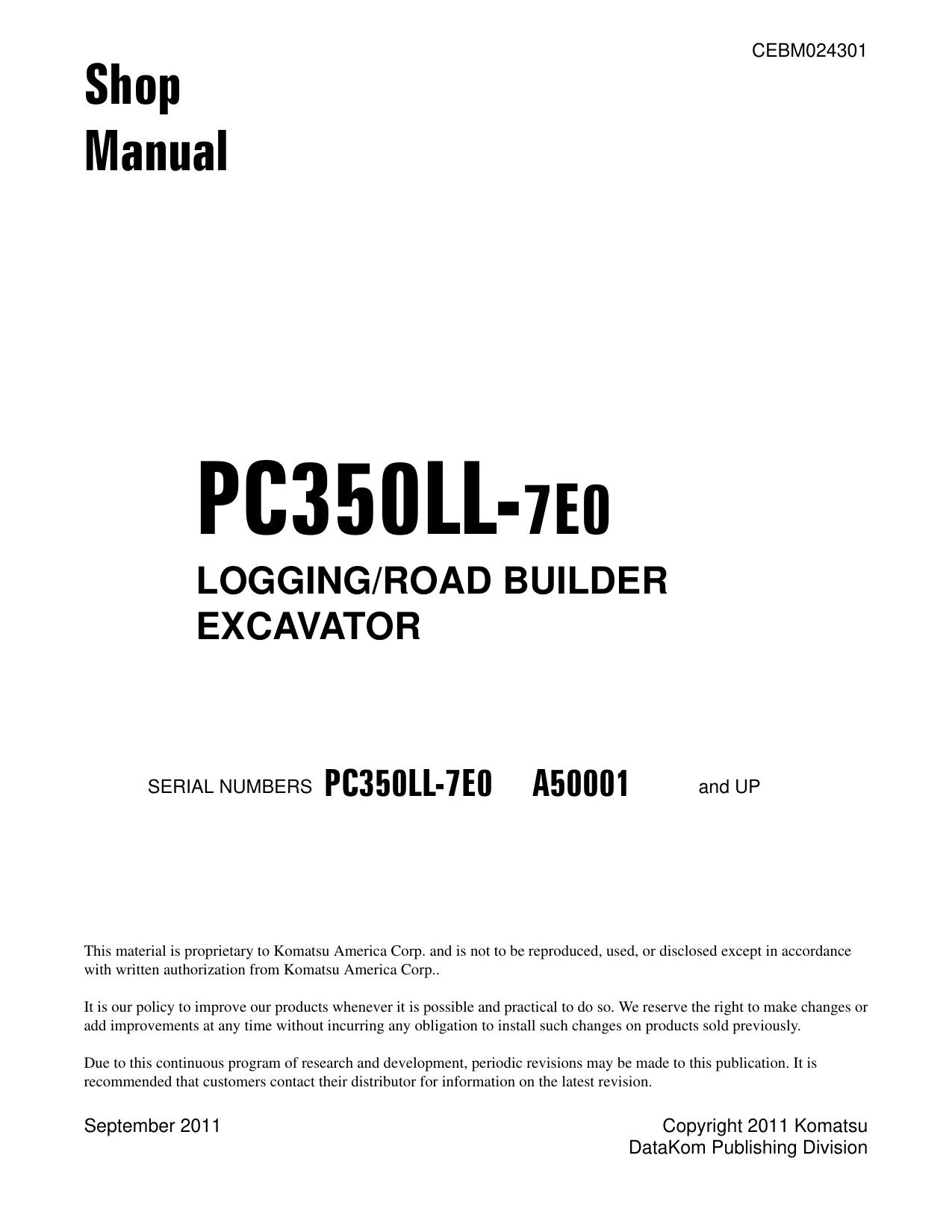 PC350LL-7E0 Shop Manual